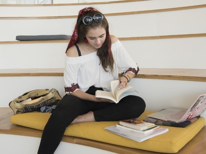 A student works on assignments in NKU's HIC.