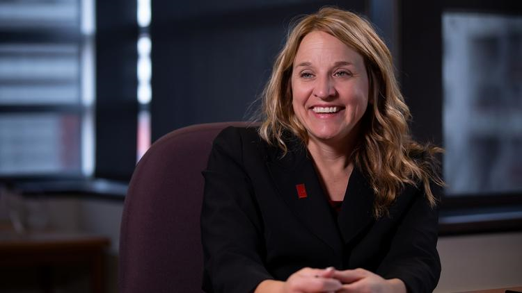 Paula Brehm-Heeger sitting in chair