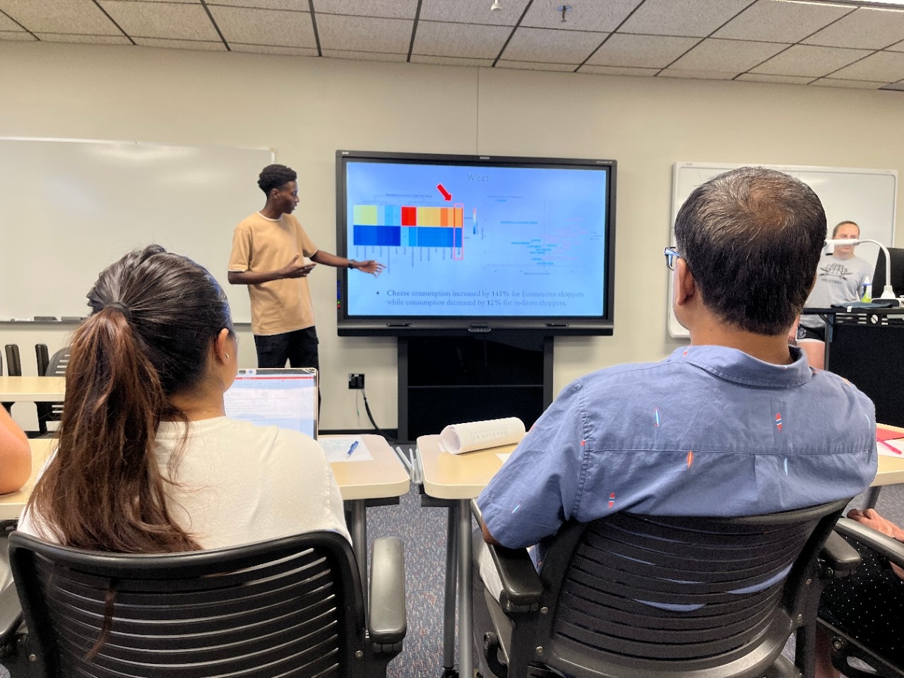 Department of Mathematics and Statistics at Northern Kentucky University Student presenting mathematical research findings to peers in the classroom