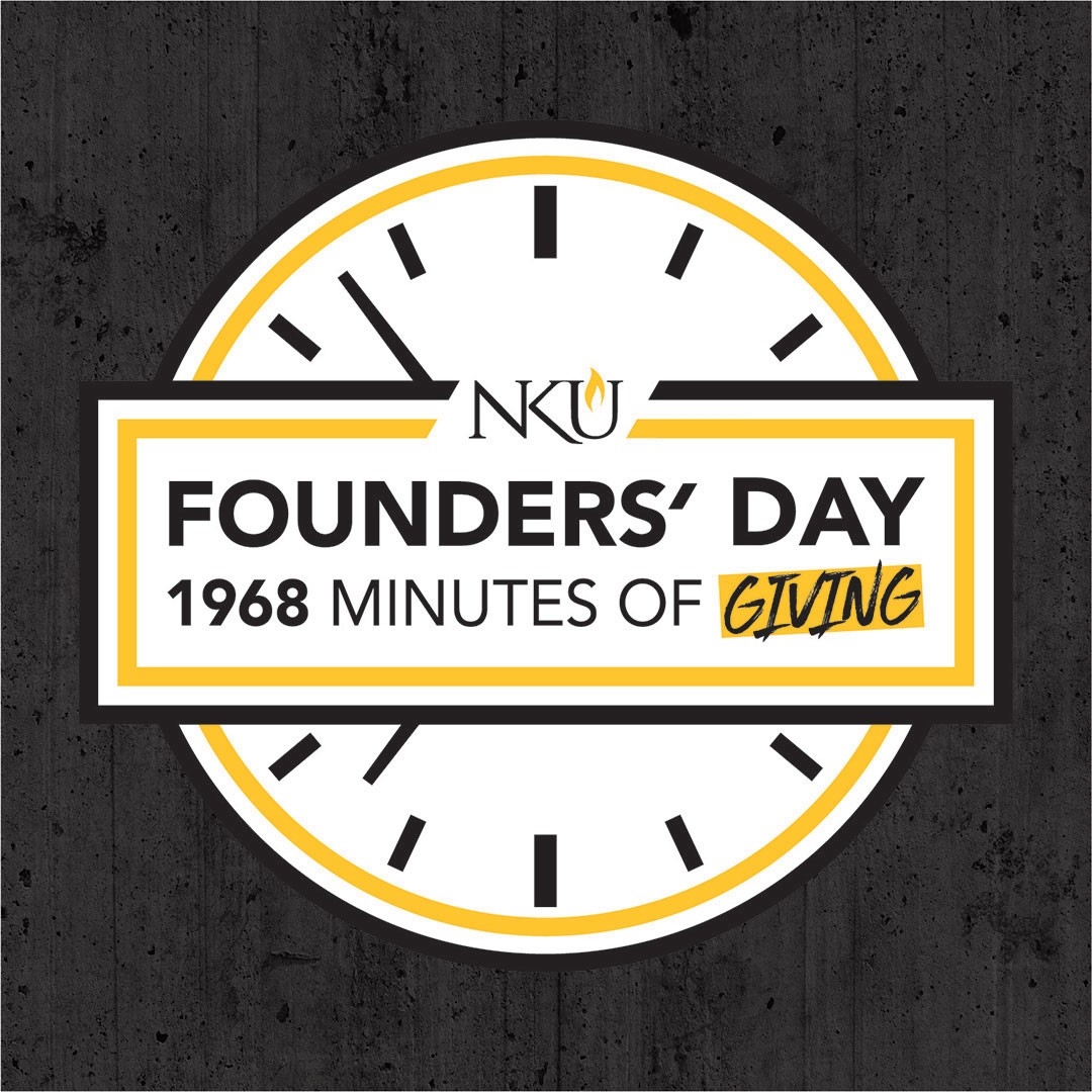 MC230459 FOUNDERS DAY LOGO AND CLOCK ON DARK GREY NKU Founders' Day 1968 Minutes of Giving